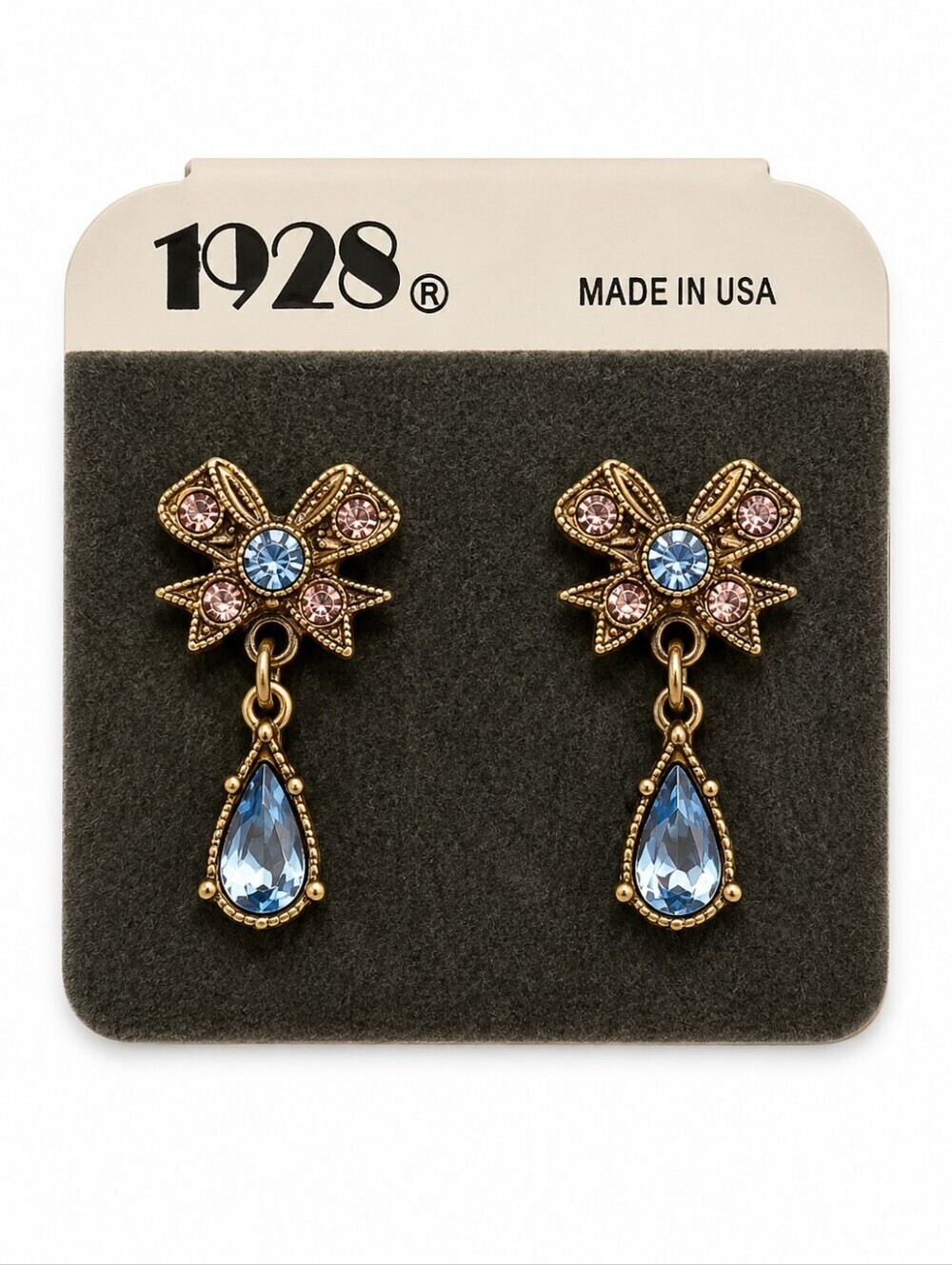 1928 Pastel Teardrop Bow Coquette Dangle Post Earrings